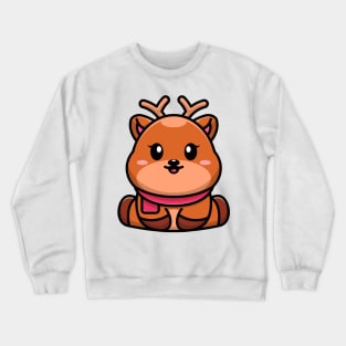 Cute baby deer cartoon character design Crewneck Sweatshirt